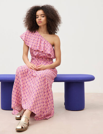 Robe one shoulder sans manches multicolore femme