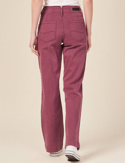 Pantalon flare taille haute rose framboise femme