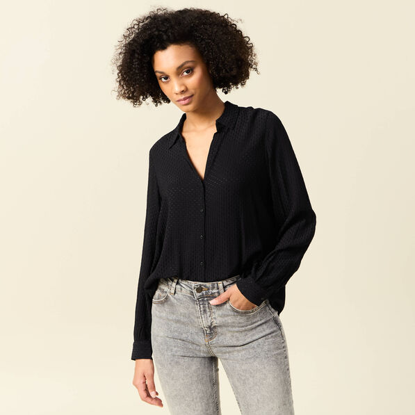 Chemise manches longues noir femme