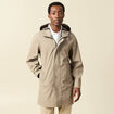 Parka longue droite &agrave; capuche taupe homme