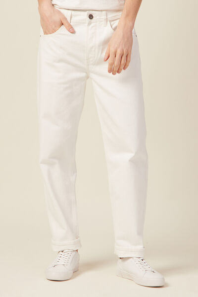 Jeans relaxed 5 poches denim blanc homme