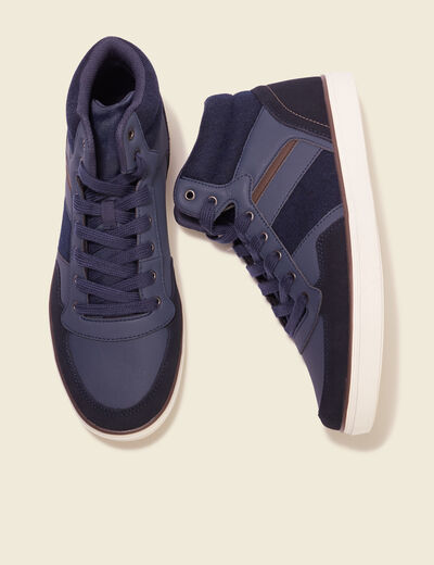 Baskets montantes à lacets bleu marine homme