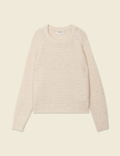 Pull manches longues sequins ecru femme