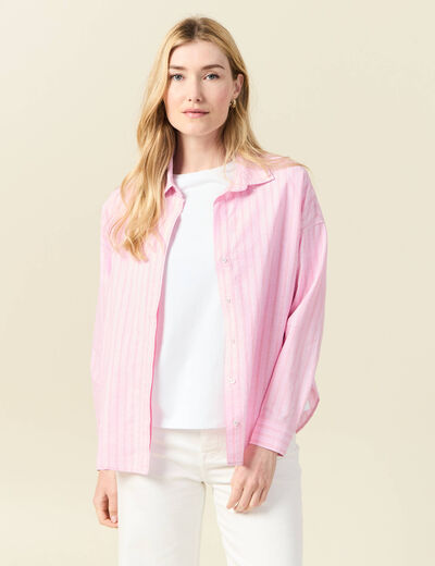 Chemise manches longues rose clair femme