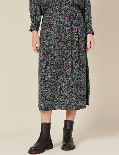 Jupe longue évasée noir femme