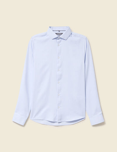 Chemise cintr&eacute;e manches longues bleu ciel homme