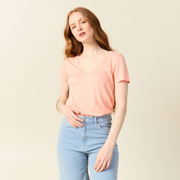 T-shirt éco-responsable rose saumon femme