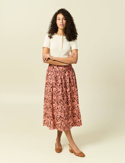 Jupe longue &eacute;vas&eacute;e en coton marron fonc&eacute; femme