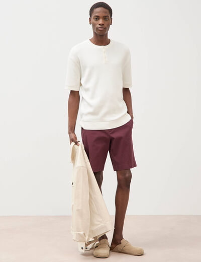 T-shirt en coton manches courtes ecru homme