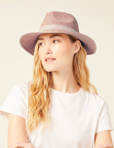 Chapeau fils métallisés beige femme