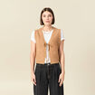 Gilet sherpa droit sans manches beige femme