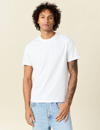 T-shirt en coton manches courtes blanc homme