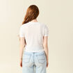 Gilet manches courtes ajouré ecru femme