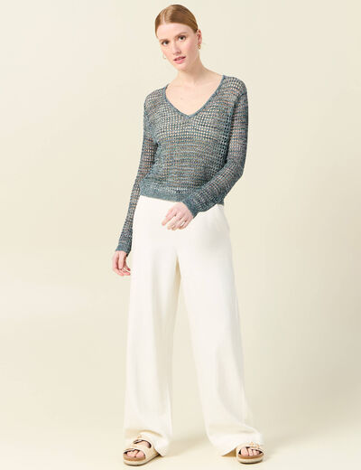 Pull éco-responsable bleu pétrole femme