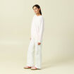Sweat oversize manches longues brod&eacute; rose poudr&eacute;e femme