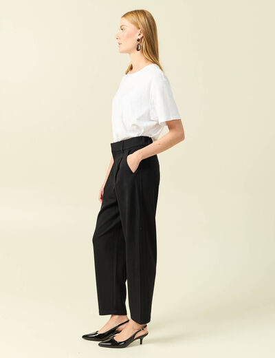Pantalon slouchy taille haute 7/8&egrave;me noir femme
