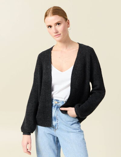 Gilet manches longues gris foncé femme