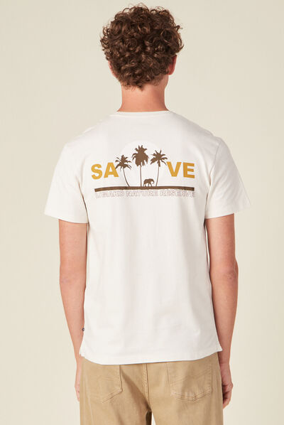 T-shirt manches courtes ecru homme