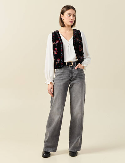 Blouse manches longues ecru femme