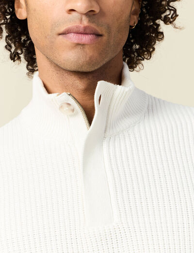 Pull manches longues ecru homme