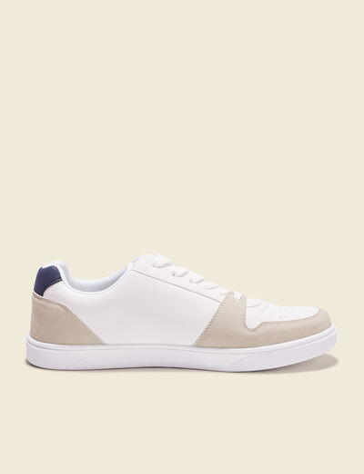 Baskets plates à lacets blanc homme