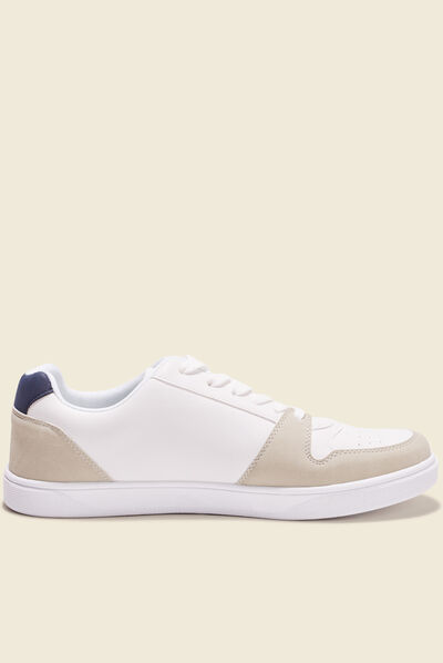 Baskets plates à lacets blanc homme