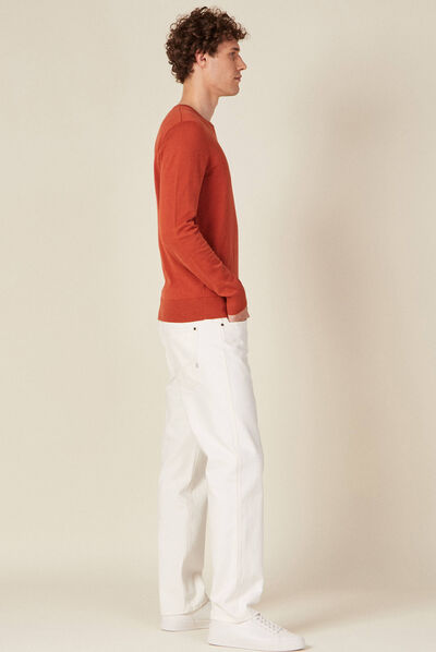 Pull manches longues rouge clair homme