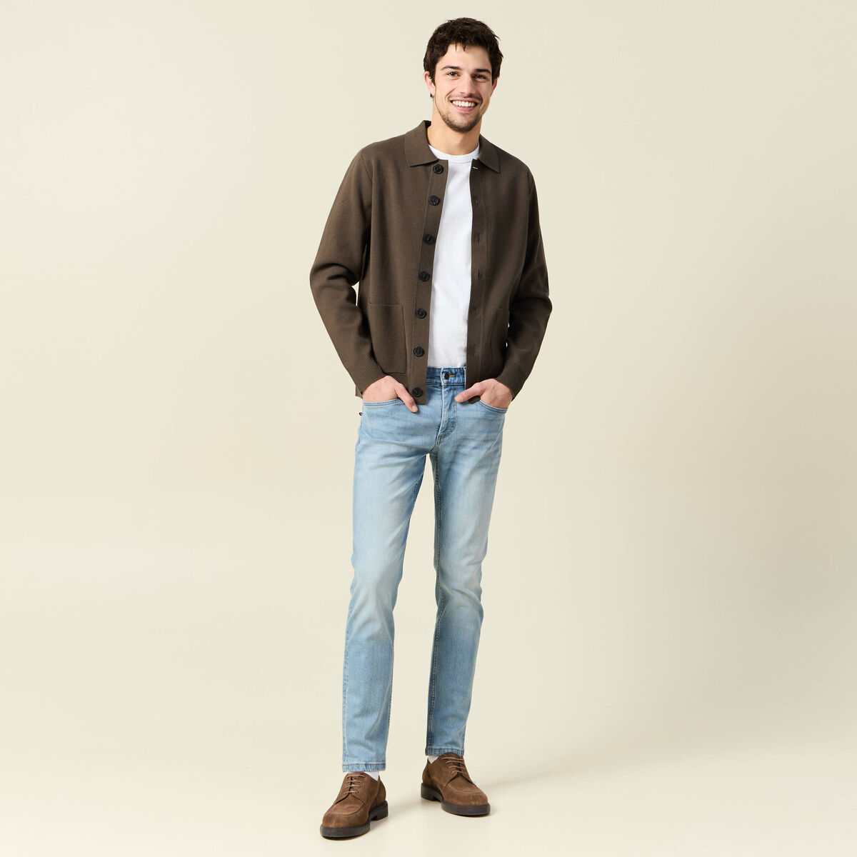 Jeans slim 5 poches denim used homme