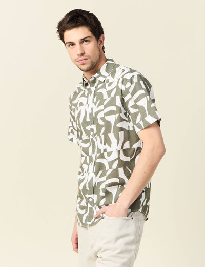 Chemise manches courtes vert kaki homme