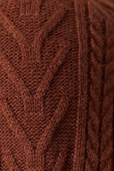 Pull manches longues marron cognac homme