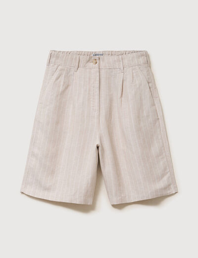 Short taille haute beige femme
