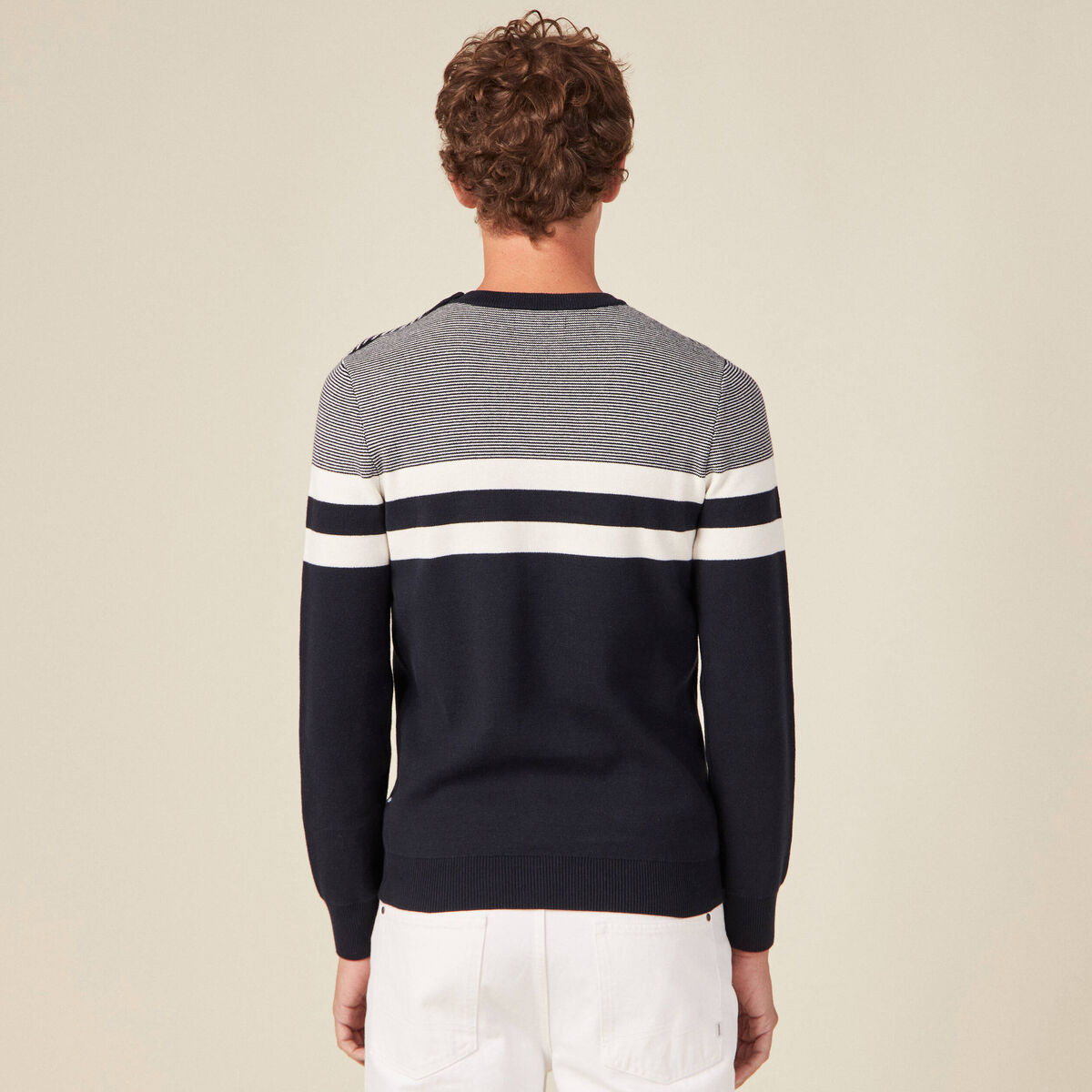 Pull manches longues bleu marine homme