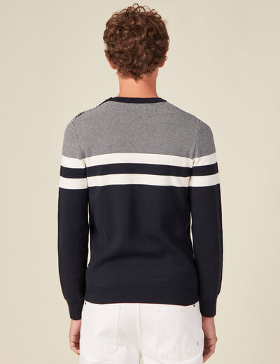 Pull manches longues bleu marine homme