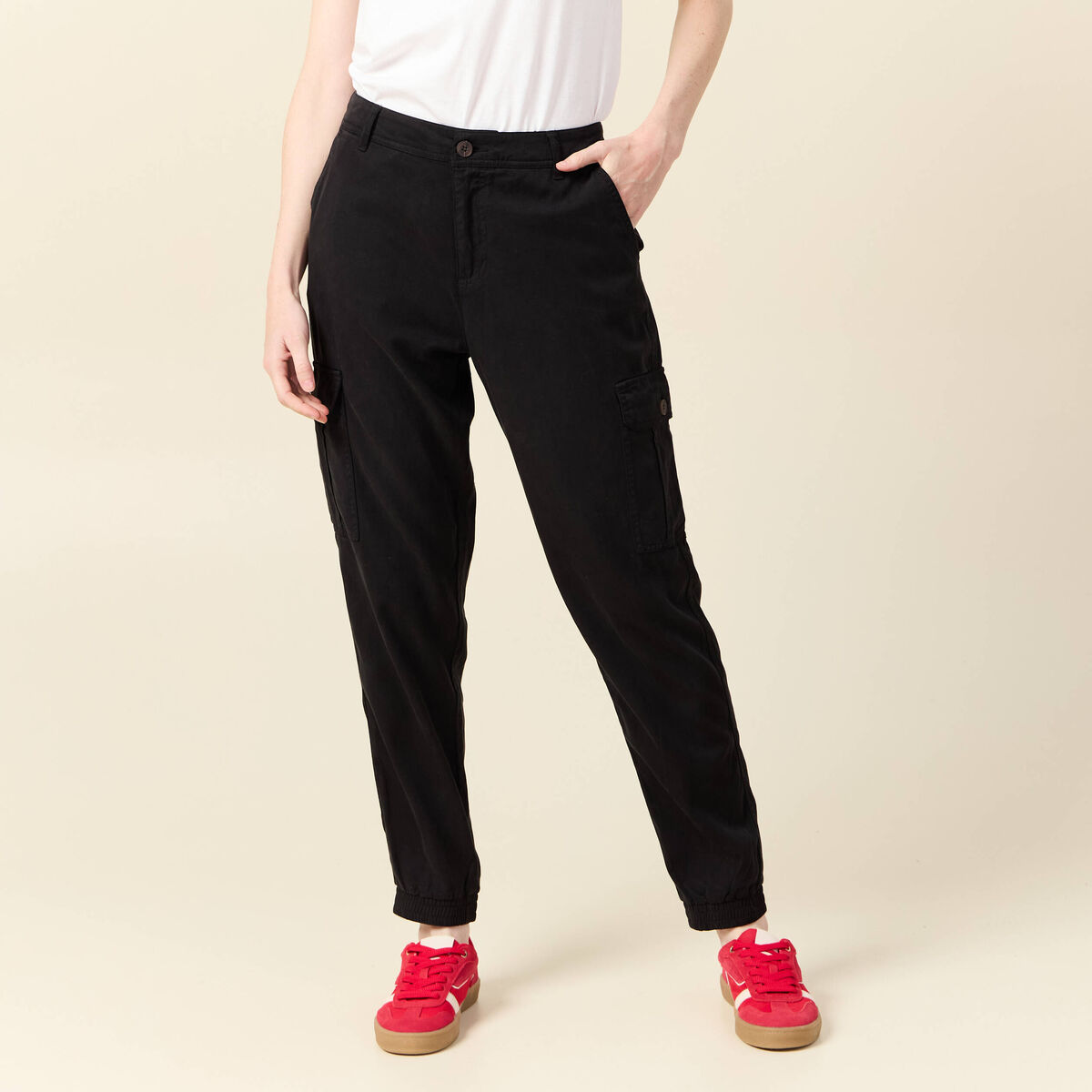 Pantalon éco-responsable noir femme