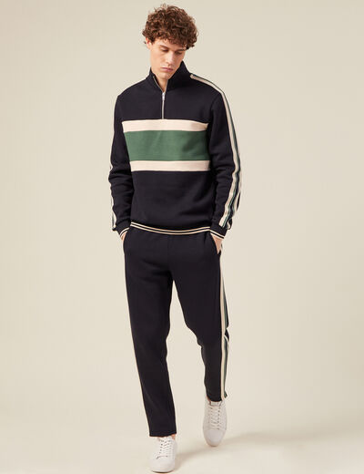 Sweat manches longues bleu marine homme