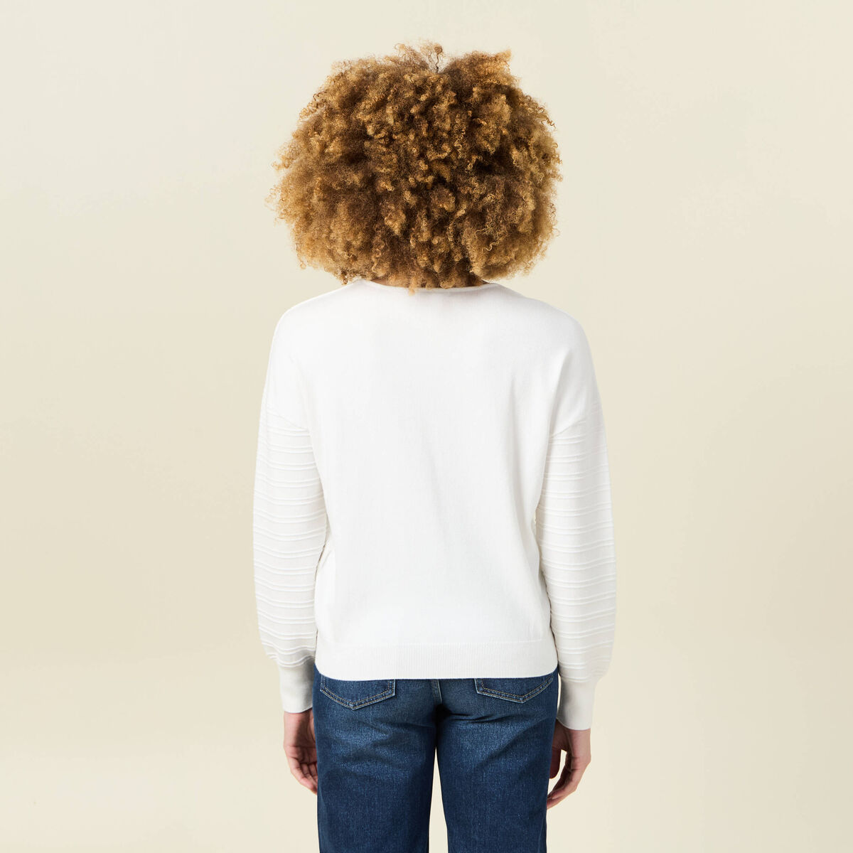 Pull manches longues blanc femme