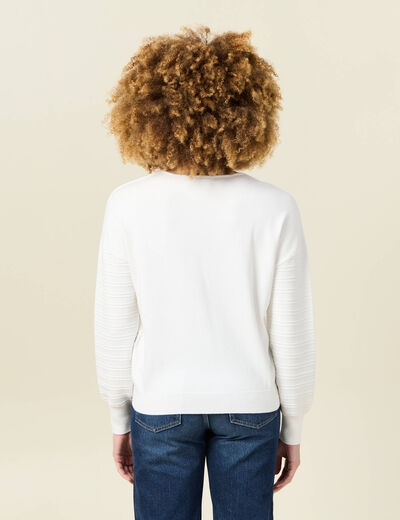 Pull manches longues blanc femme