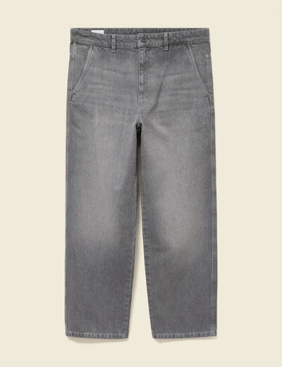 Jeans loose longueur 32 en coton denim gris homme