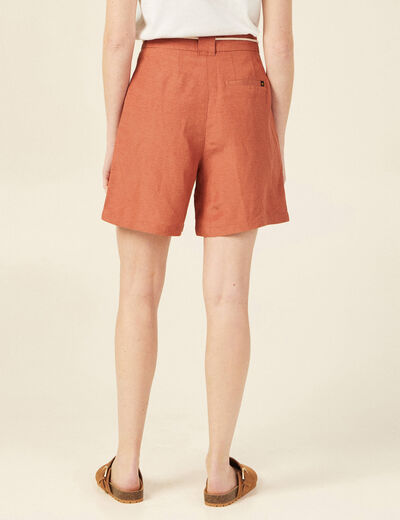 Bermuda large ceinturé orange femme