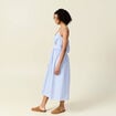 Robe longue trapèze bleu ciel femme