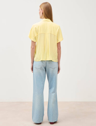 Chemise manches courtes jaune pastel femme