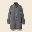 Manteau droit long col montant gris fonc&eacute; homme