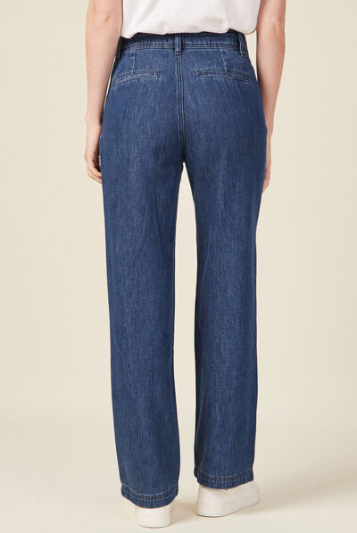 Jeans jambe large denim brut femme