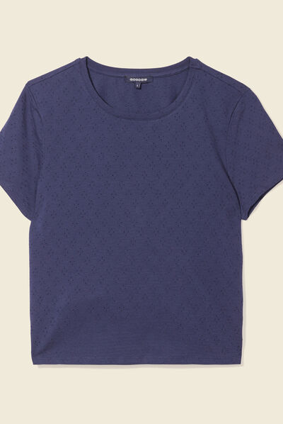 T-shirt manches courtes bleu marine femme