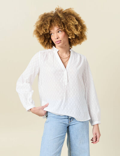 Blouse manches longues blanc femme