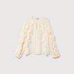 Chemise manches longues col rond ivoire femme