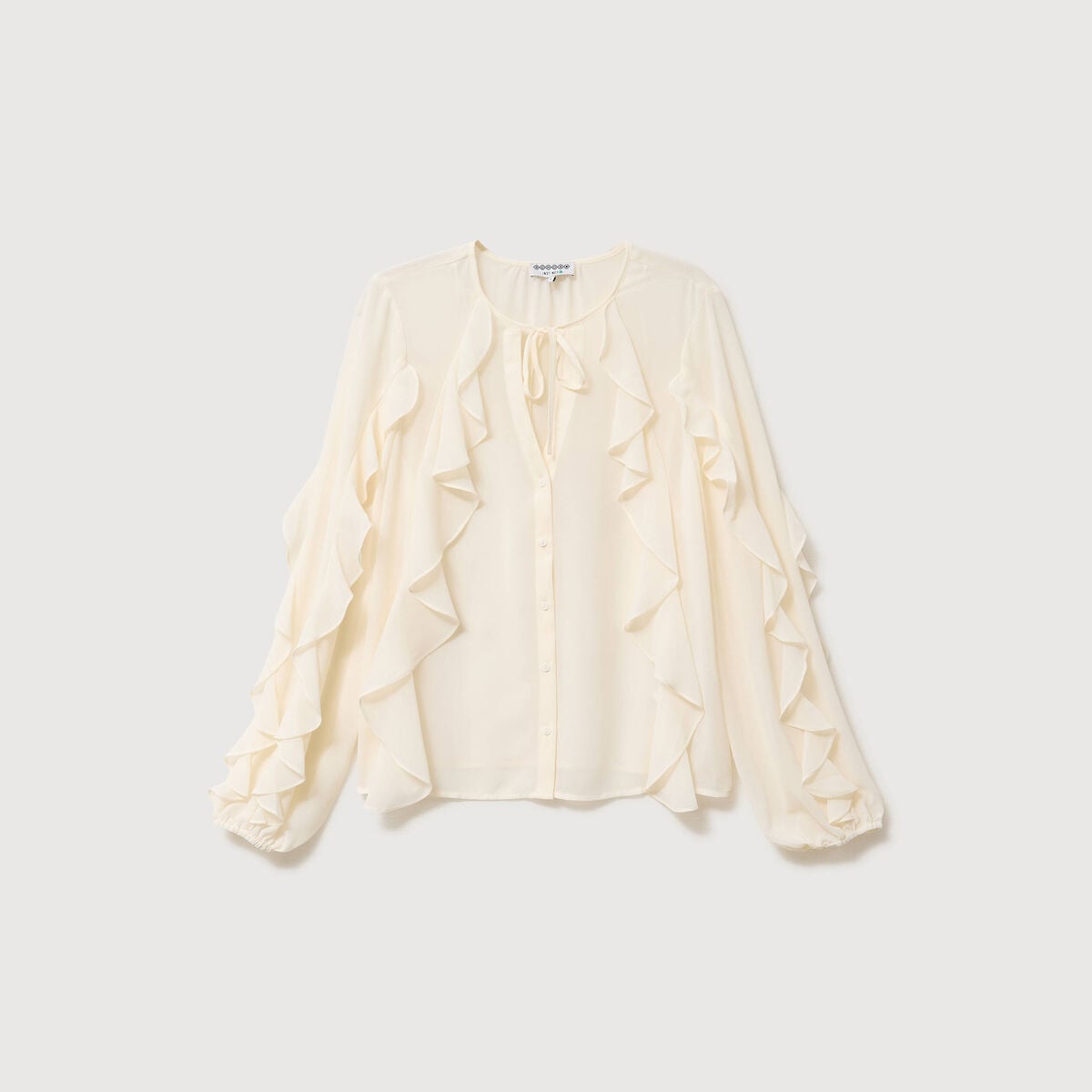 Chemise manches longues col rond ivoire femme