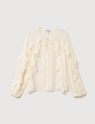 Chemise manches longues col rond ivoire femme