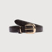Ceinture fine en cuir marron femme