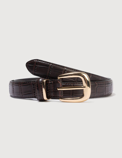 Ceinture fine en cuir marron femme